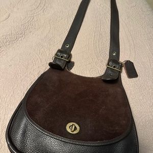 Vintage Coach Berkeley Reverse Suede Bag / Top Grain Leather Coach Bag / 80s/90s